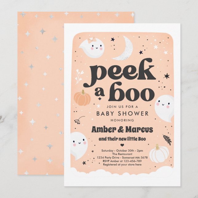 Invitation Jetez Un Coup D'Oeil À Un Baby shower Fantôme De P (Devant / Derrière)