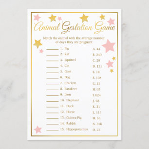Invitation Jeu animal de baby shower de gestation d'étoile de