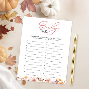 Invitation Jeu Baby A-Z Shower Bébé Automne
