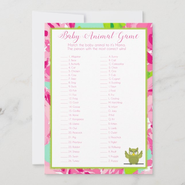Invitation Jeu baby shower (Devant)