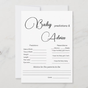 Invitation Jeu Baby shower de prédictions pour bébés