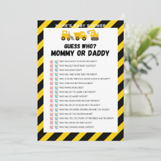 Invitation Jeu Bébé en Construction - Nom Modifiable, 5x7