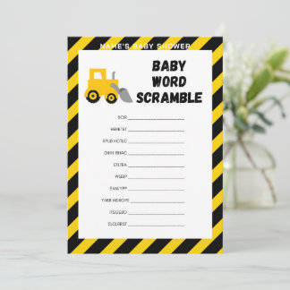 Invitation Jeu Bébé en Construction - Nom Modifiable, 5x7