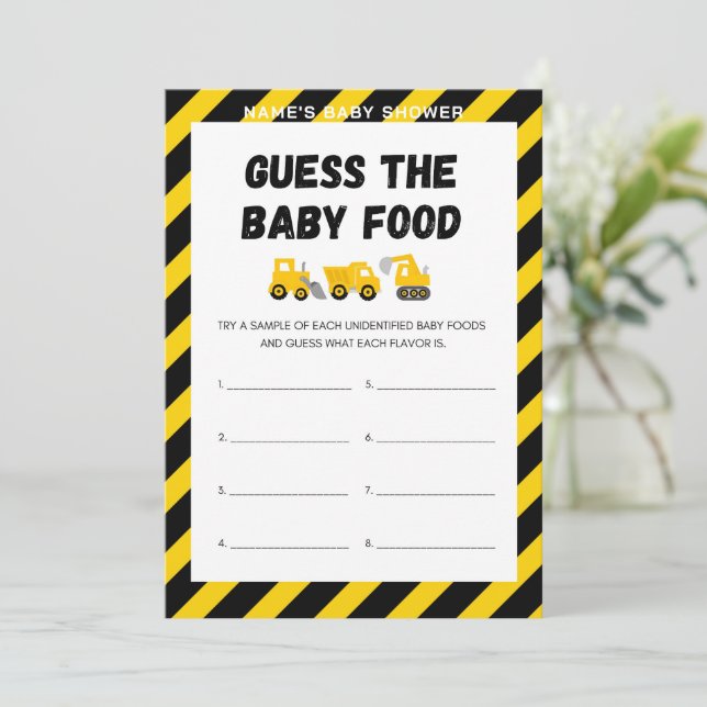 Invitation Jeu Bébé en Construction - Nom Modifiable, 5x7 (Debout devant)
