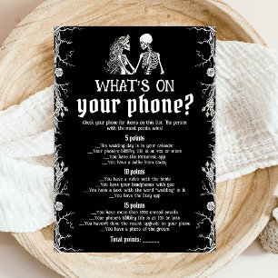 Invitation Jeu Black Halloween Skeleton What's On Your Phone