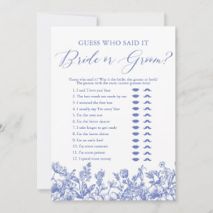 Invitation Jeu Blue Floral Guess Who Said It Mariée ou Marié