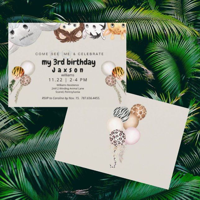 Invitation Jeu d'Anniversaire de balloon animal Peek-a-boo (Créateur téléchargé)