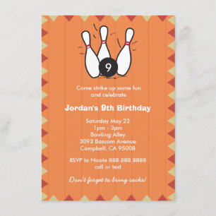 Invitation Jeu d'anniversaire de bowling pour enfants ou adul
