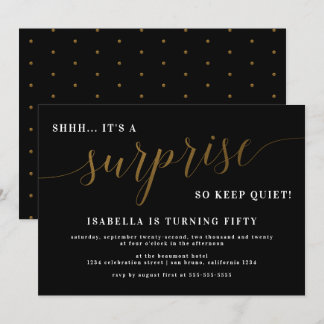 Invitation Jeu d'Anniversaire Noir & Or moderne