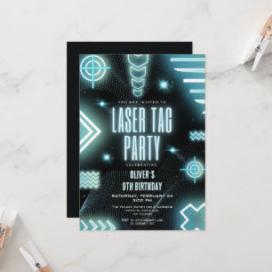 Invitation Jeu d'arcade de néon, laser tag anniversaire