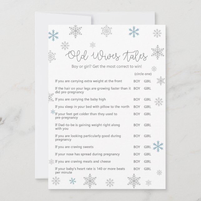 Invitation Jeu d'Baby shower hivernal avec réponse en 5 x 7 (Devant)