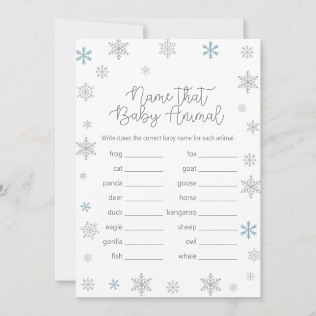 Invitation Jeu d'Baby shower hivernal avec réponse en 5 x 7 (Devant)