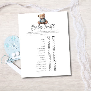 Invitation Jeu de Baby Shower Bébé Garçon Traits de Bébé Issu