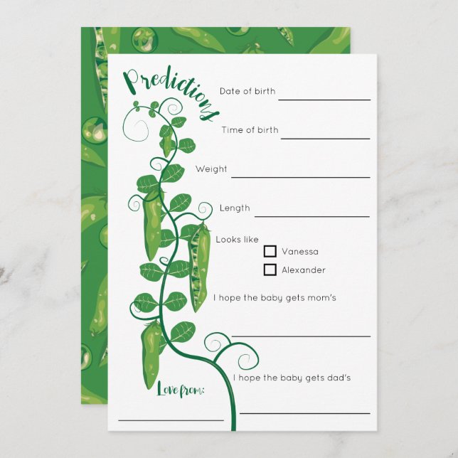 Invitation Jeu de baby shower bébé pois doux (Devant / Derrière)