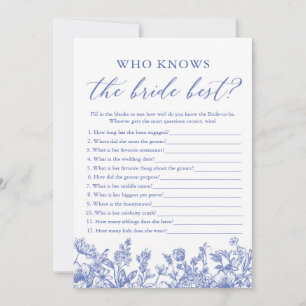 Invitation Jeu de Baby Shower Blue Qui Connaît le mieux la Ma