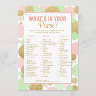 Invitation Jeu de Baby shower Ce qu'il y a dans votre sac