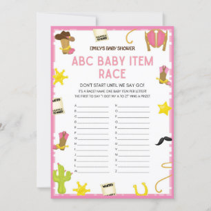 Invitation Jeu de Baby shower Cowgirl - Nom modifiable, taill