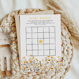 Invitation Jeu de Baby shower de Boho Jaune Fleur sauvage