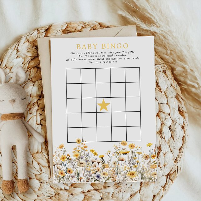 Invitation Jeu de Baby shower de  Boho Jaune Fleur sauvage (Créateur téléchargé)