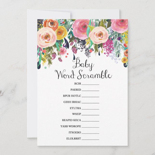 Invitation Jeu de Baby shower de jardin avec réponse en 5 x 7 (Devant)