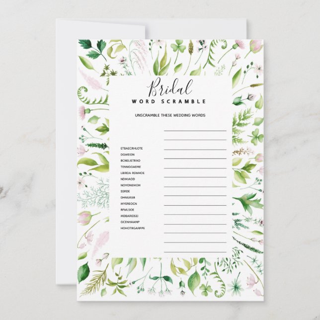 Invitation Jeu de baby shower de mariée à la bousculade WORD (Devant)