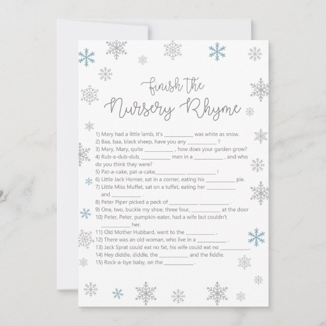 Invitation Jeu de Baby shower d'hiver avec réponse retour tai (Devant)