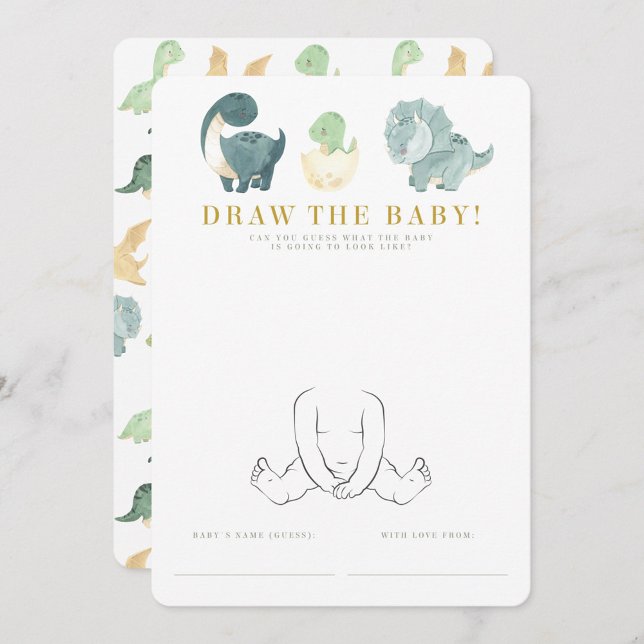 Invitation Jeu de Baby shower Dinosaur aquarelle (Créateur téléchargé)