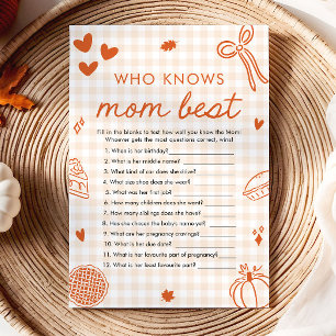 Invitation Jeu de baby shower « Fall Cutie Pie, qui connaît l