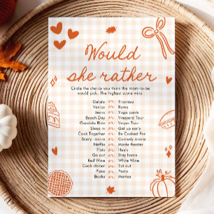 Invitation Jeu de Baby Shower "Fall Hand Drawn" : Préférerait