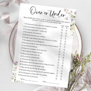 Invitation Jeu de Baby Shower Fleur Sauvage Plus ou Moins