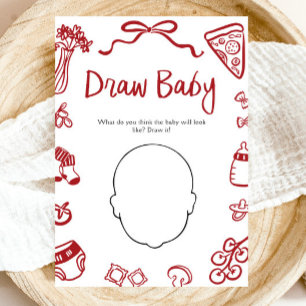Invitation Jeu de baby shower italien à main levée rouge pour