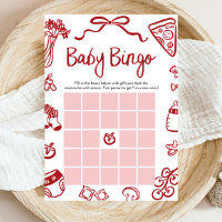 Jeu de baby shower italien bébé bingo dessiné à la