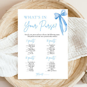 Invitation Jeu de Baby Shower Mariage « Blue Bow What's In Yo