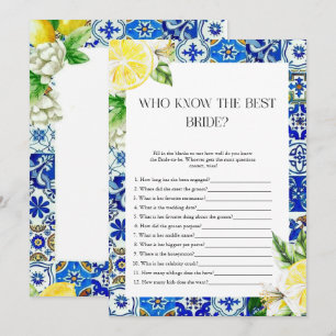 Invitation Jeu de Baby Shower Mariage Carrelage Bleu Citron