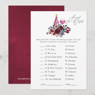 Invitation Jeu de baby shower mariage dégustation de vin bord
