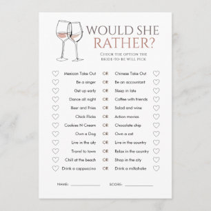 Invitation Jeu de Baby Shower Mariage Doodle Wine Would She R