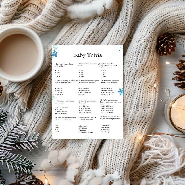 Invitation Jeu de baby shower pour bébé d'hiver trivia (Créateur téléchargé)