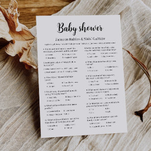 Invitation Jeu de Baby Shower pour Bébés Célèbres, Culture Gé