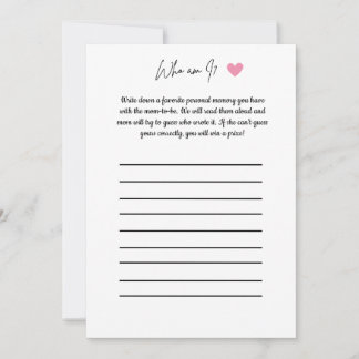 Invitation Jeu de Baby Shower - Qui suis-je?