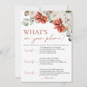 Invitation Jeu de Baby Shower Red Winter What's On Your Phone