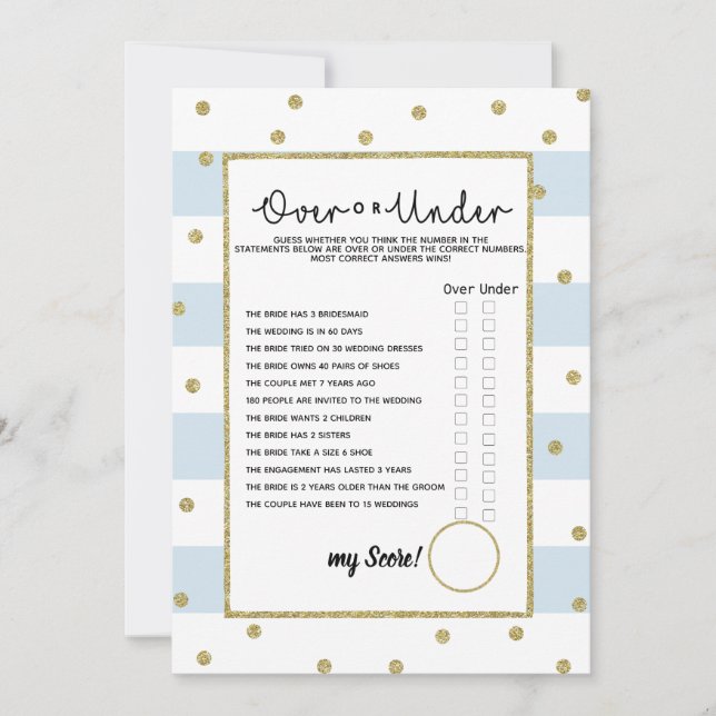 Invitation jeu de baby shower sous ou sur la nuptiale (Devant)