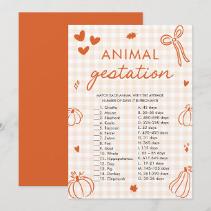 Invitation Jeu de Baby Shower sur la gestation des animaux de