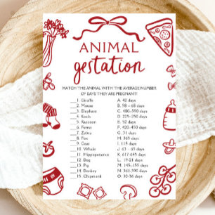 Invitation Jeu de Baby Shower sur la Gestation des Animaux De