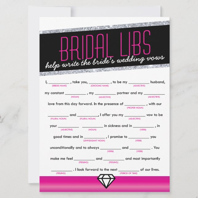 Invitation Jeu de Bachelorette Pink Shimmer Bribs (Devant)