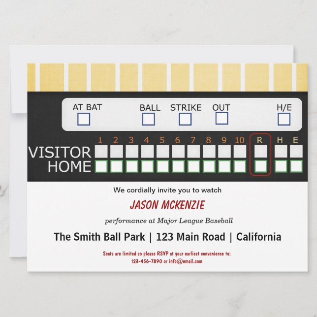 Invitation Jeu de baseball (Devant)