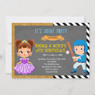 Invitation Jeu de baseball Princess