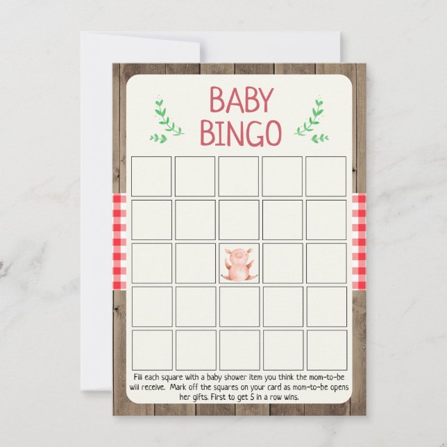 Invitation Jeu de Bing Baby shower rustique (Devant)