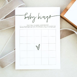 Invitation Jeu de bingo Baby Shower MARLO Boho Forest Green