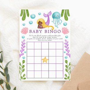 Invitation Jeu de Bingo Baby Shower Océan Sirène Africaine