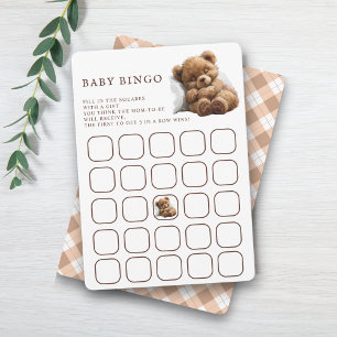 Invitation Jeu de bingo bébé avec un ours en peluche mignon